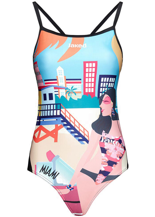 Jaked Maiô feminino Extreme Miami de uma peça - Rosa