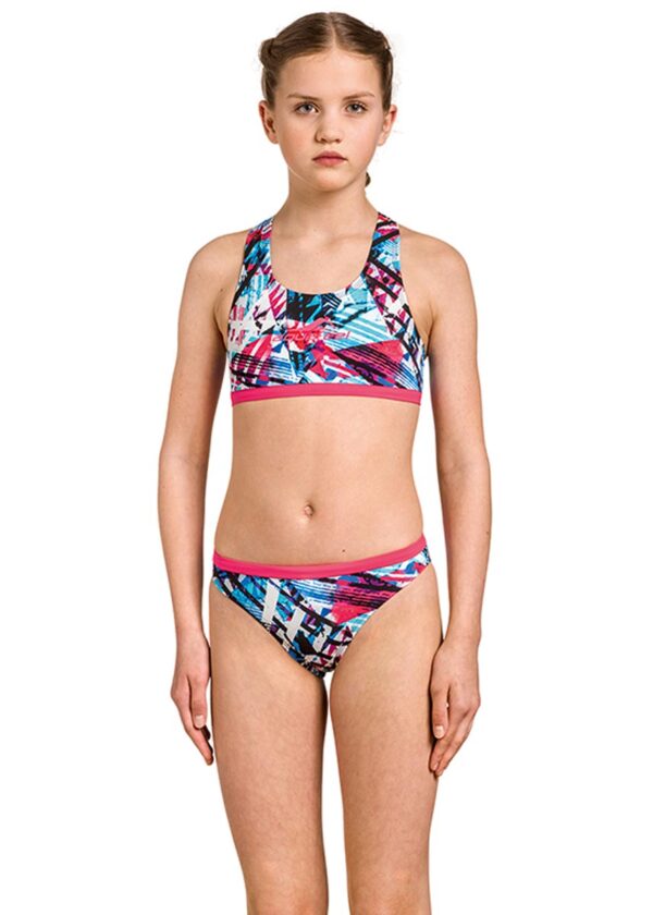 Aquafeel Biquíni infantil feminino Colour Quake Racerback - Branco/Azul-0