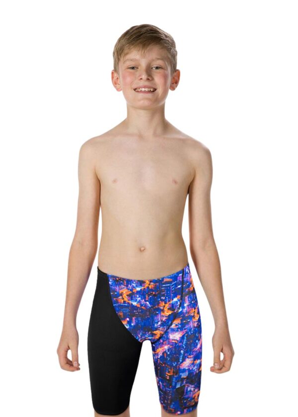 Speedo Juniorský chlapec Fastskin Endurance+ Highwaist Jammer - Černá/ Modrá/ Kanji světla