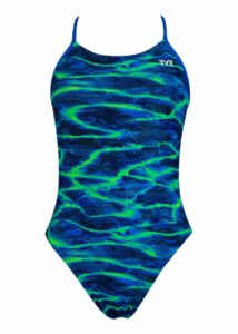 TYR Damski kostium kąpielowy Lambent Performance Cut Out - niebieski/zielony