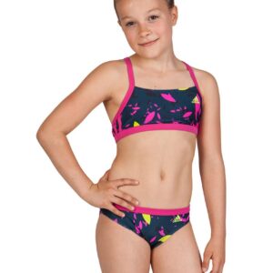 Adidas Dívčí celoplošné plavecké bikiny - modro-růžové