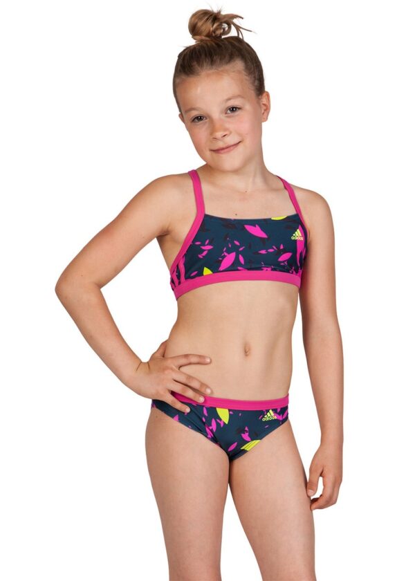 Adidas Dívčí celoplošné plavecké bikiny - modro-růžové
