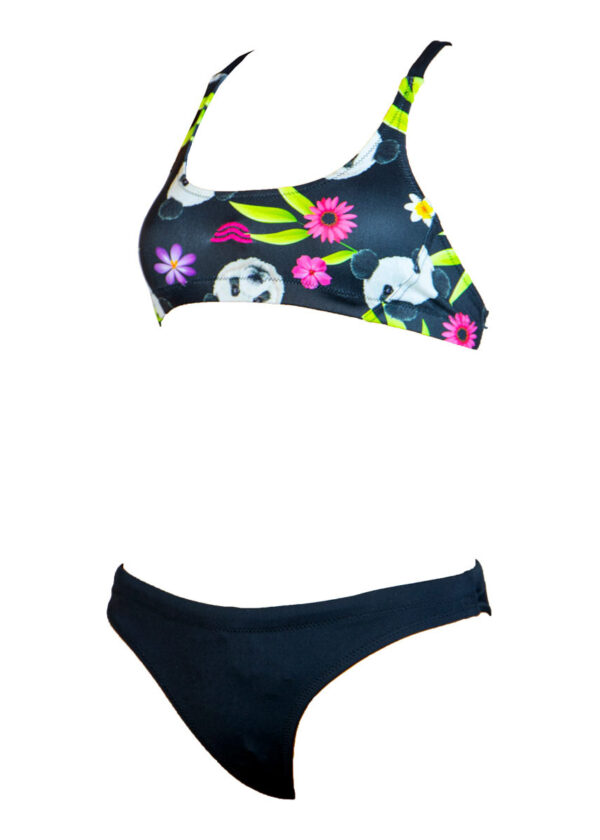 Aquarapid Dívčí bikiny s pandami - černé/vícebarevné-0