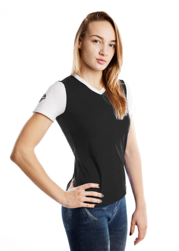 Mad Wave Camiseta feminina profissional - Preto/Branco-0