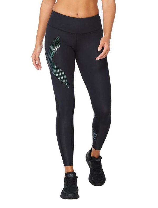 2XU Damskie legginsy kompresyjne Motion Mid-Rise – czarne / Cloud Blue-0