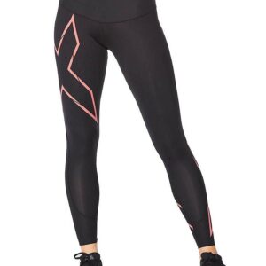 2XU Ženske kompresijske tajice srednjeg struka Light Speed - crne / reflektirajuće boje brusnice - 0