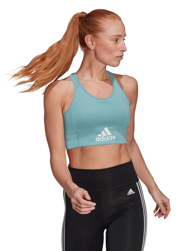 Adidas Sutiã esportivo acolchoado com logotipo Aeroready Designed 2 Move feminino - menta