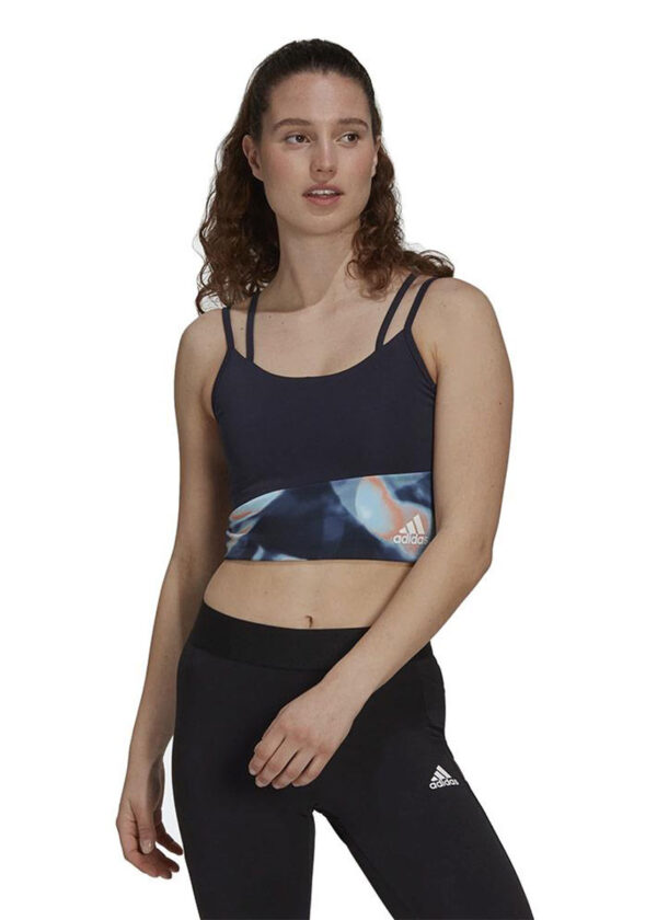 Adidas Top de sutiã feminino Aeroready You For You - Preto/Violeta-0