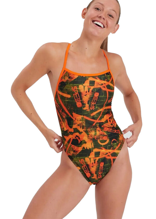 Speedo Costume da bagno Wall Spray Allover Vback - Salso/Nero/Oliva