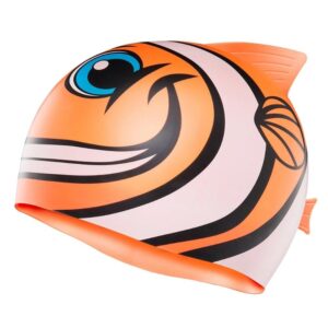 TYR Παιδικό Σκουφάκι Κολύμβησης Σιλικόνης Happy Fish - Πορτοκαλί/Μαύρο-0