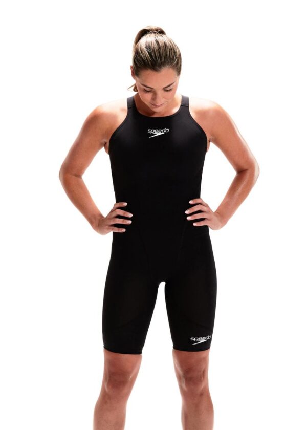 Speedo Fastskin LZR Ignite Calça de joelho aberta nas costas - preta