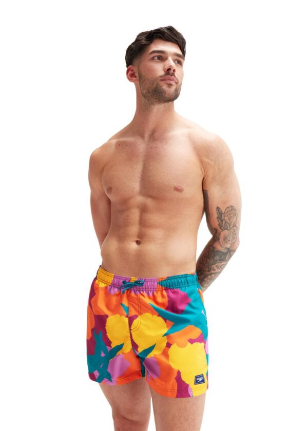 Speedo Short de banho de lazer com estampa digital de 14" - Violeta neon / Ocean Depths / Manga / Berry Cool