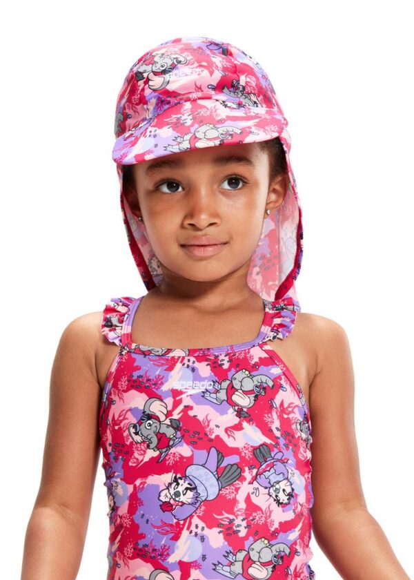 Speedo Chapéu de proteção solar para meninas que aprendem a nadar - Rosa Cereja/Taro Doce/Hélio-0