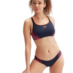 Speedo Dvoudílné plavky Placement - pravá námořnická modř/elektrická růžová/vulkanická oranžová