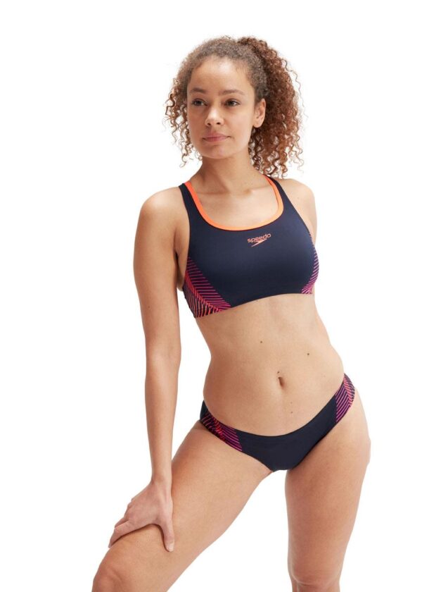 Speedo Dvoudílné plavky Placement - pravá námořnická modř/elektrická růžová/vulkanická oranžová