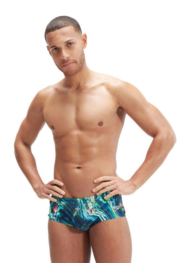 Speedo 14cm digitální kalhotky - černá/kobaltová pop/zelená záře