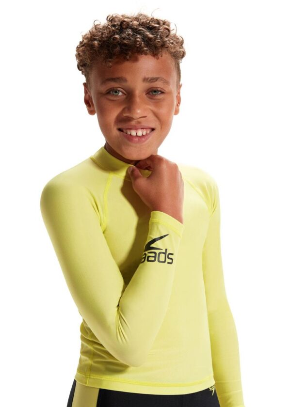Speedo Rash Top de manga comprida unissex júnior - Spritz/preto