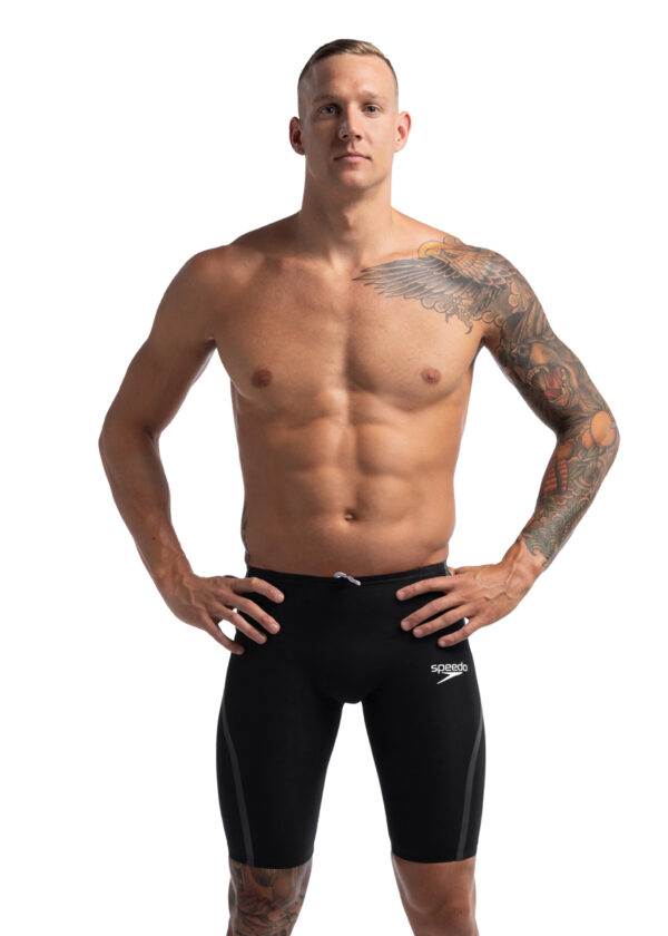 Speedo nadador vestindo Speedo Fastskin LZR Puro Intent 2.0 Cintura alta Jammer - Preto / Iridescente - Frente view