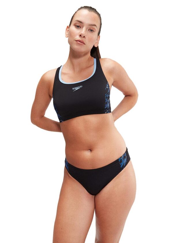 Dama koja nosi Speedo Dvodijelni kupaći bikini s vezanim rukama straga - Crno/plavi - Prednji dio view