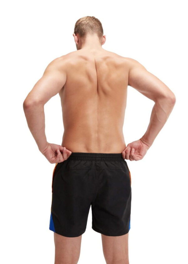 Speedo Pánské vodní kraťasy HyperBoom Splice 16″ – černá / mandarínková / kobaltová