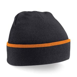 Beechfield Teamwear Beanie - Μαύρο / Πορτοκαλί