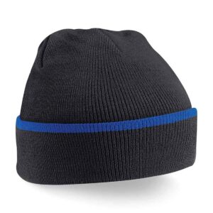 Čepice Beechfield Teamwear - černá / zářivě královská modrá
