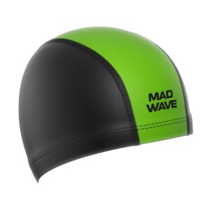 Mad Wave Lycra kahevärviline ujumismüts - must / laimipunane