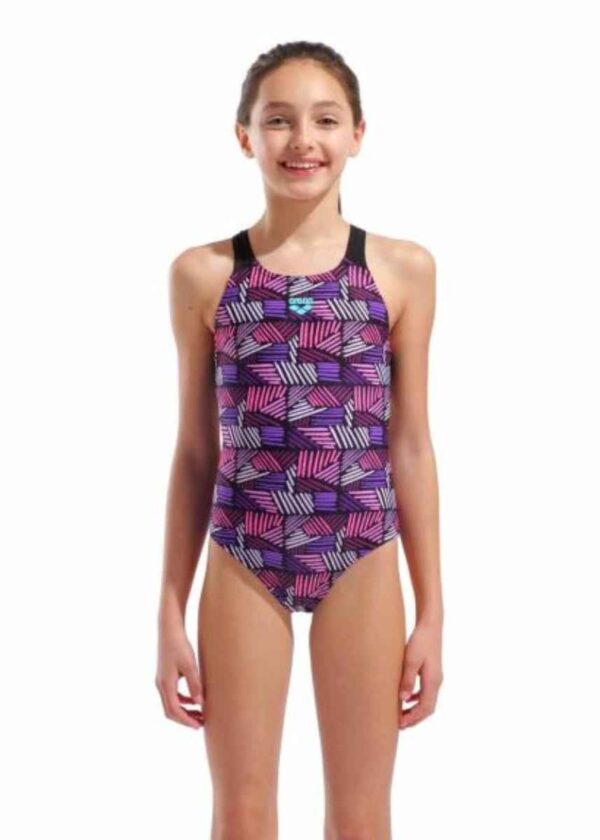 Arena Dívčí plavky Candies Swim Pro Back - Multi / Černá / Růžová-0