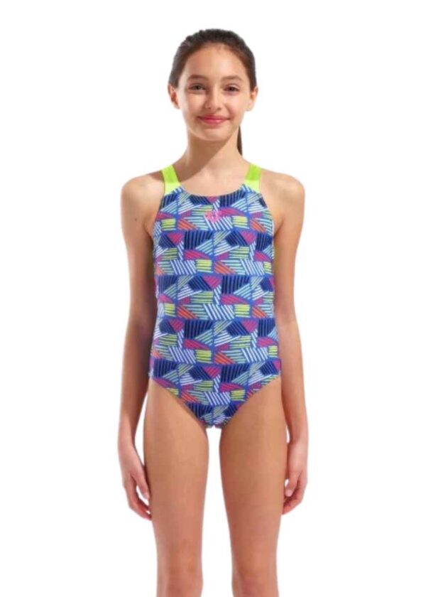 Arena Dívčí plavky Candies Swim Pro Back - Multi / Blue / Lime-0