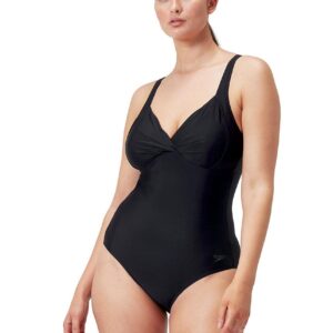 Speedo Tvarující jednodílné plavky s křížovým uzlem - černé