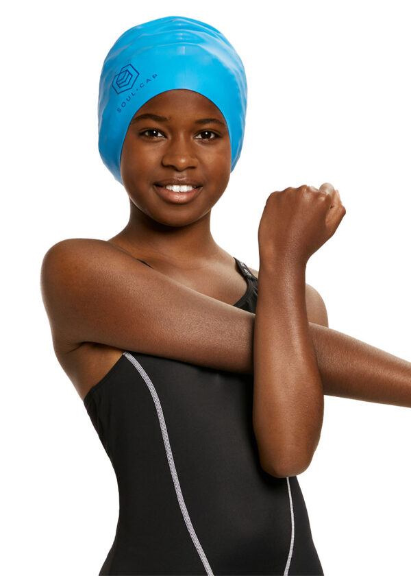 Touca de Natação Infantil Soul Cap Volumosa - Azul Médio