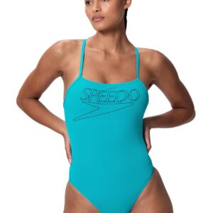 Speedo Endurance+ Costume da bagno con spalline sottili e logo - Blu Maya
