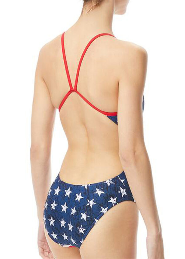 TYR Costume da bagno intero con ritagli e stelle – Rosso/Bianco/Blu