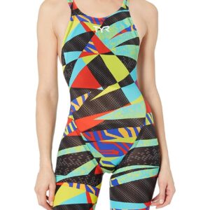 TYR Calça feminina Avictor Prelude com costas fechadas - Preto / Multicolorido