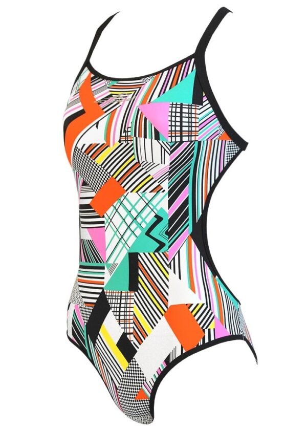 Aquafeel Maiô com costas em V e estampa fractal para meninas
