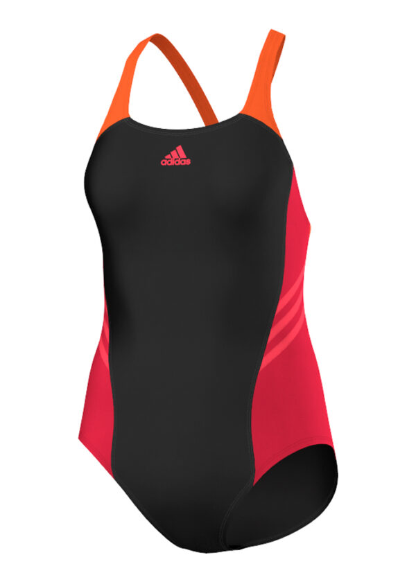 Adidas Dívčí barevné plavky - černá / paprskově červená