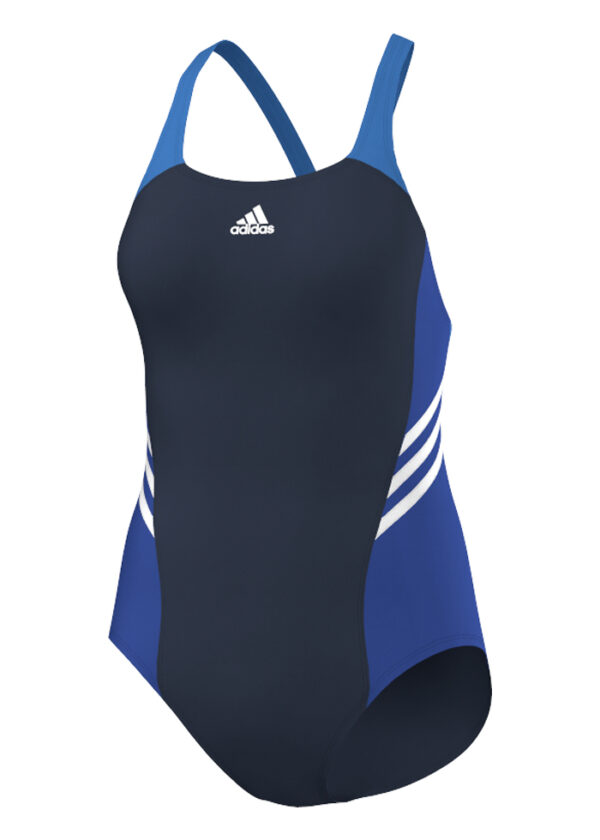 Adidas Damski kostium kąpielowy w bloki kolorów – granatowo-biały