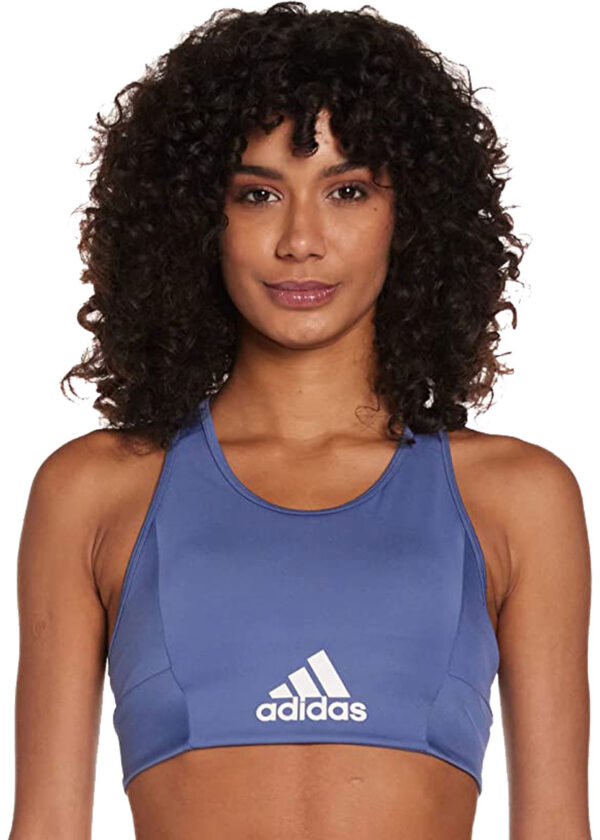 Adidas Top esportivo acolchoado Aeroready Designed 2 Move com logo para mulheres - Violeta