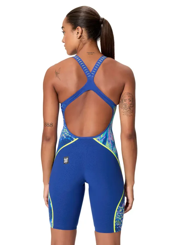 Speedo Fastskin LZR Puro Intent 2.0 Meia-calça aberta até o joelho – Azul/Multicolorido