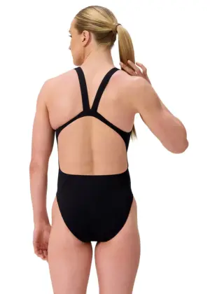 Speedo Maiô feminino Solid Leaderback – Preto